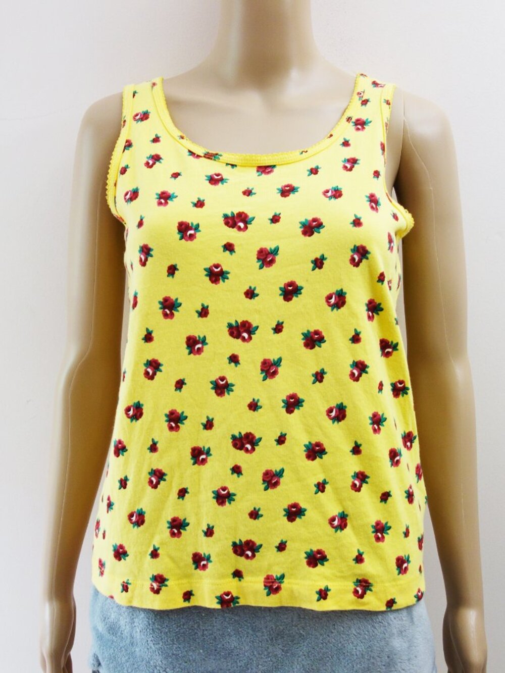 Lauren Ralph Lauren Yellow 100% Cotton Floral Classic Tank (S Petite) EUC